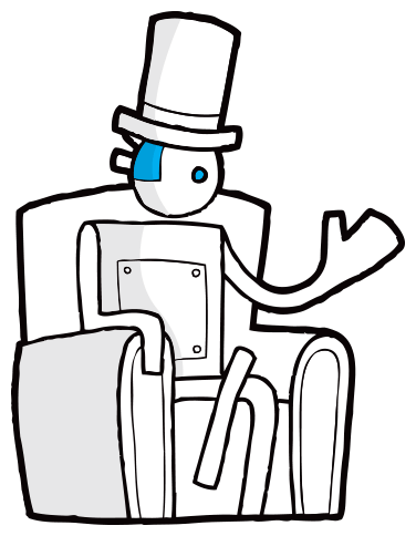 Human Interface bot relaxing in an armchair